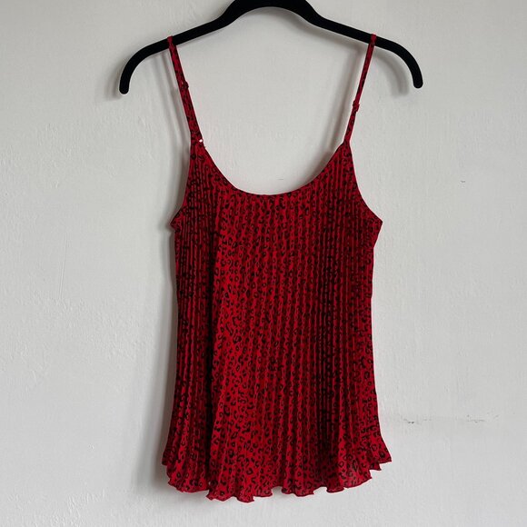H&M Divided Red Leopard Print Pleated Tank Top - Picture 1 of 5